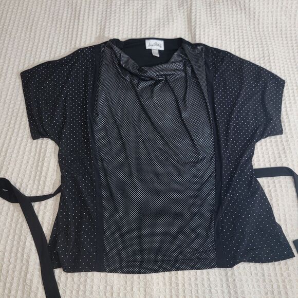 Joseph Ribkoff Belted Tunic Blouse Batwing Short Sleeve Black Plus Size 18 - Picture 2 of 16